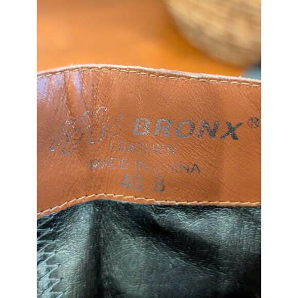 Bronx Brown Leather Boots • Studded • Pointed Toe • Size 40 • High Heel - Picture 7 of 12